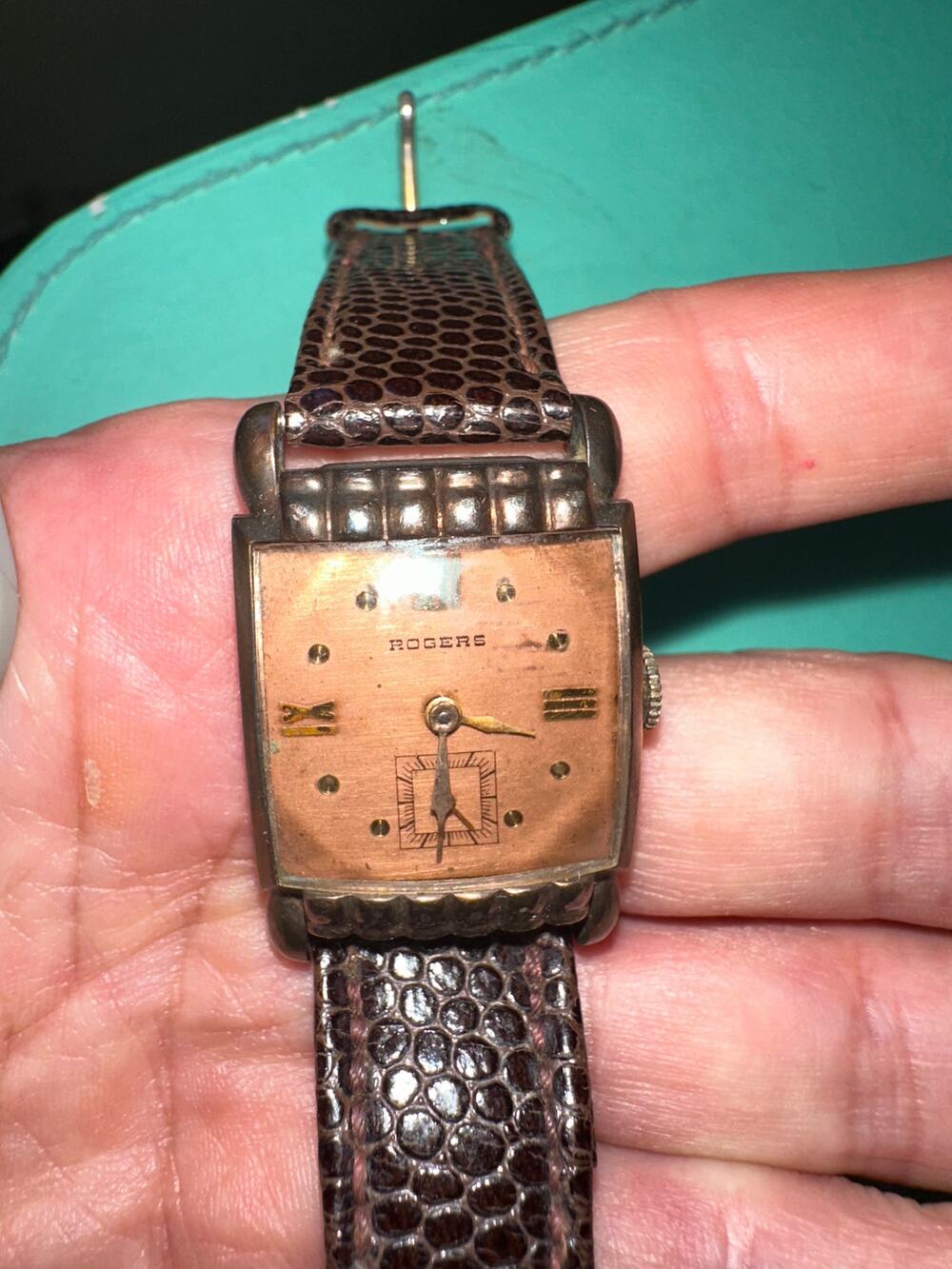 VINTAGE 1940's ROGERS ART DECO WATCH ORIGINAL DIAL WIND UP WORKING